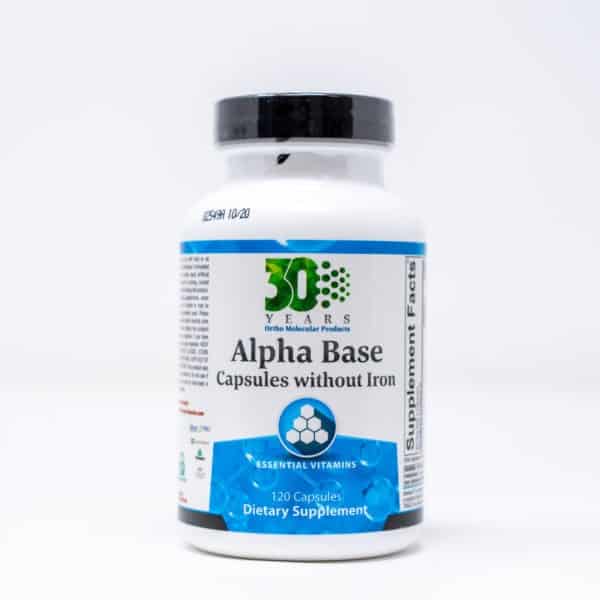 ortho molecular product alpha base capsules without iron essential vitamins dietary supplements