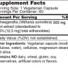 ashwaganda nutrition label ingredients supplement facts New Jersey
