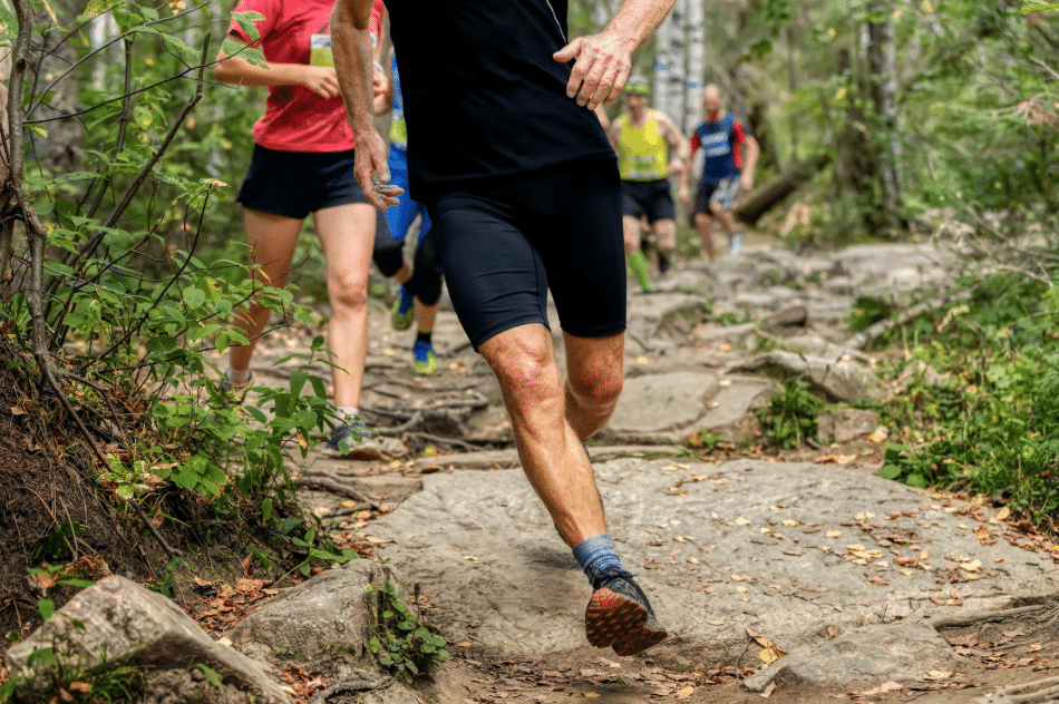 runners in woods runners in woods